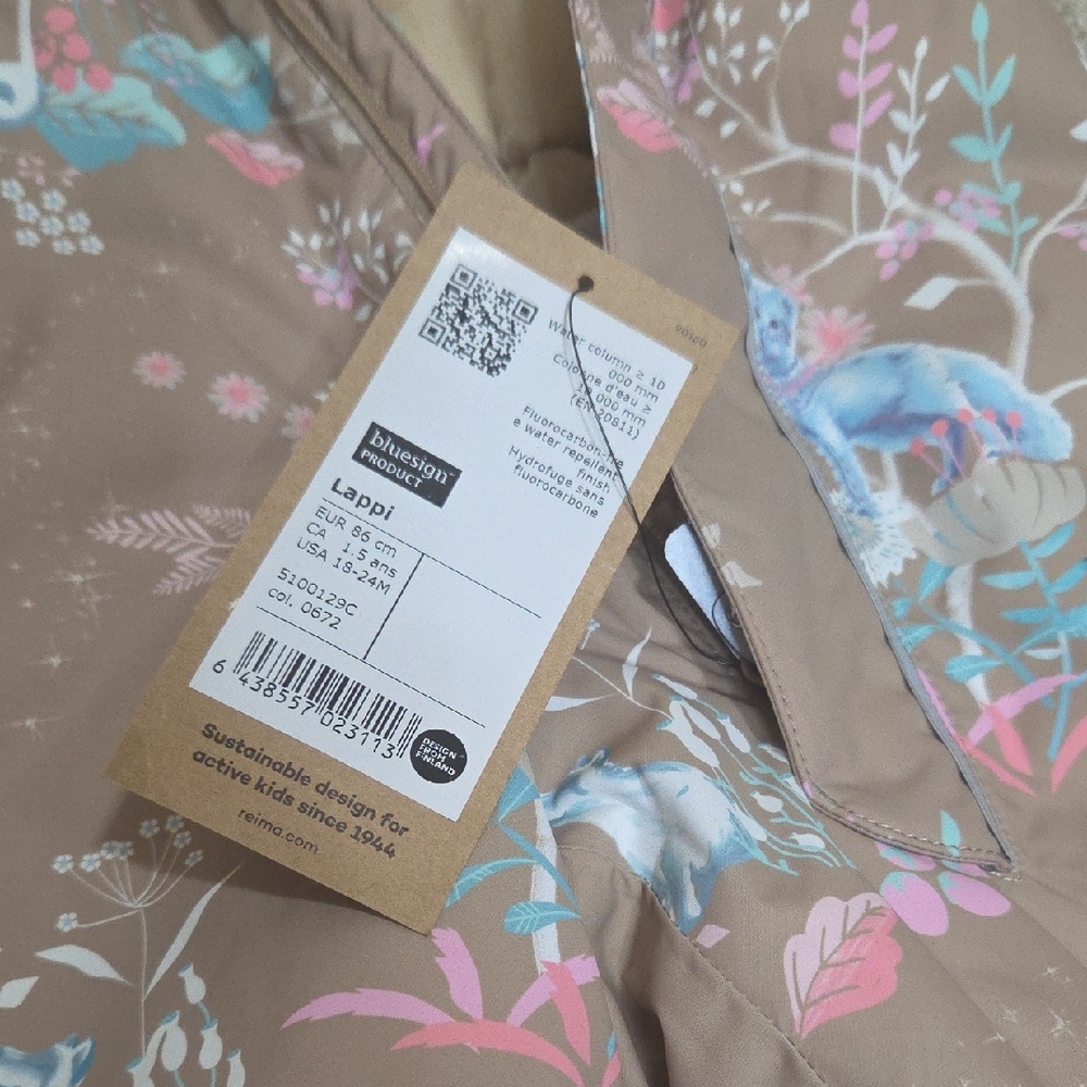 NWT Reima Floral Waterproof Weatherproof Snowsuit with Faux Fur Trim - Picture 4 of 15